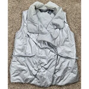 NORMA KAMALI SLEEPING BAG PUFFER Vest Wrap Silver Belted Size Small